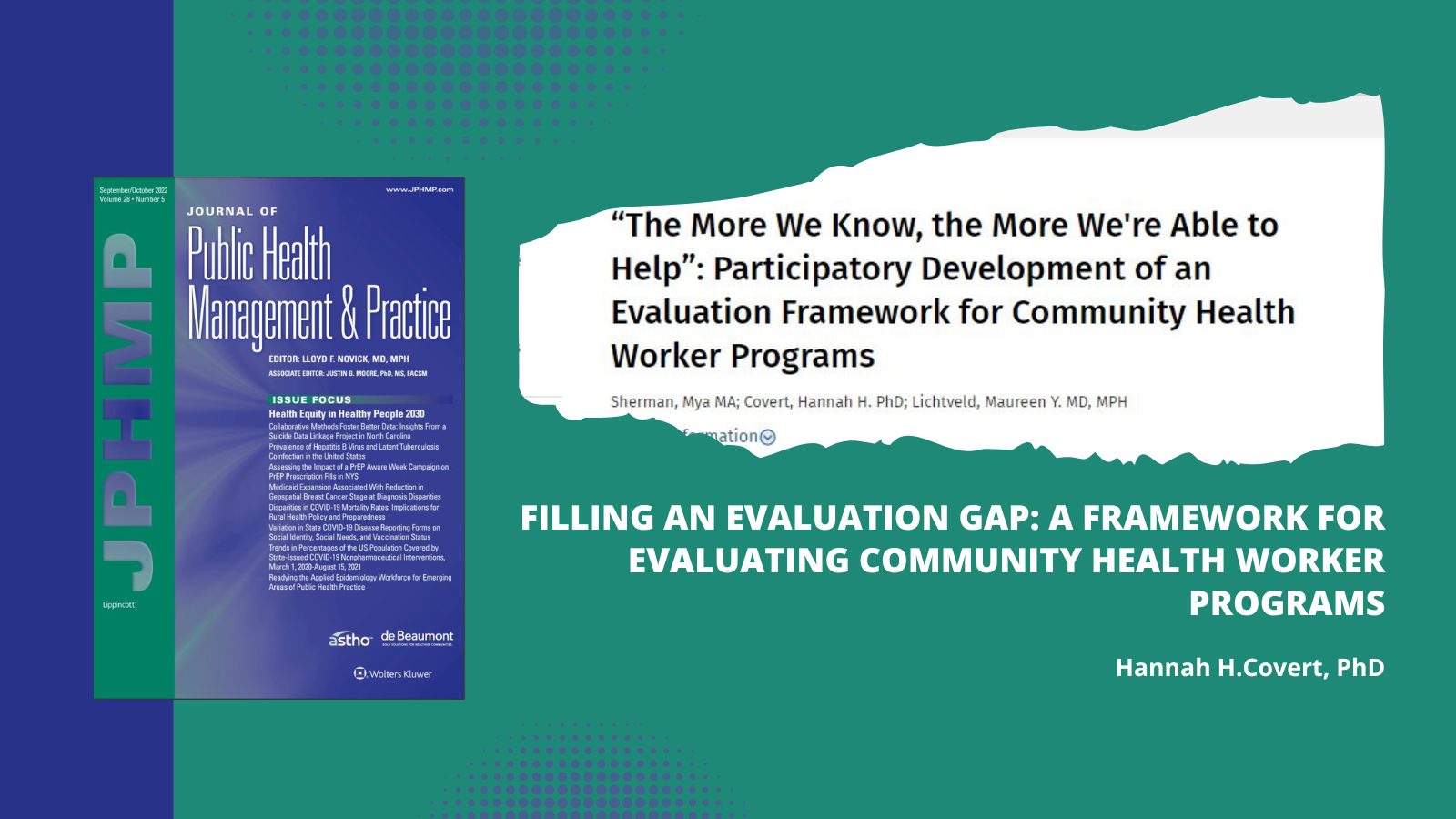 Filling an Evaluation Gap: A Framework for Evaluating Community Health ...